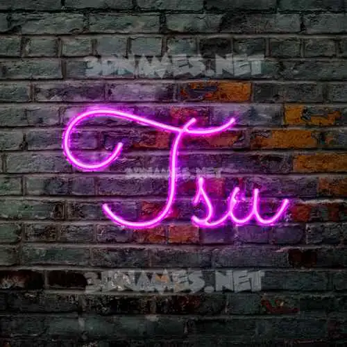 tsu in Pink Neon style - 3D name wallpaper