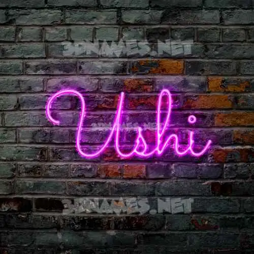 ushi in Pink Neon style - 3D name wallpaper