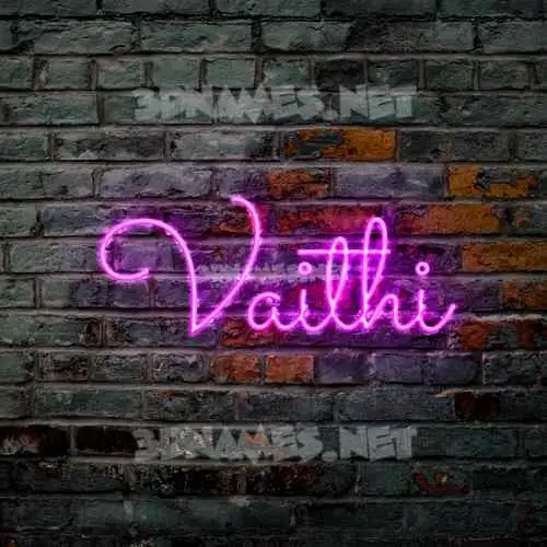 vaithi in Pink Neon style - 3D name wallpaper