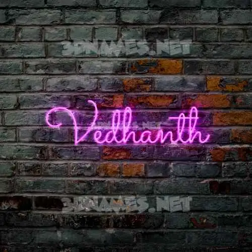 vedhanth in Pink Neon style - 3D name wallpaper