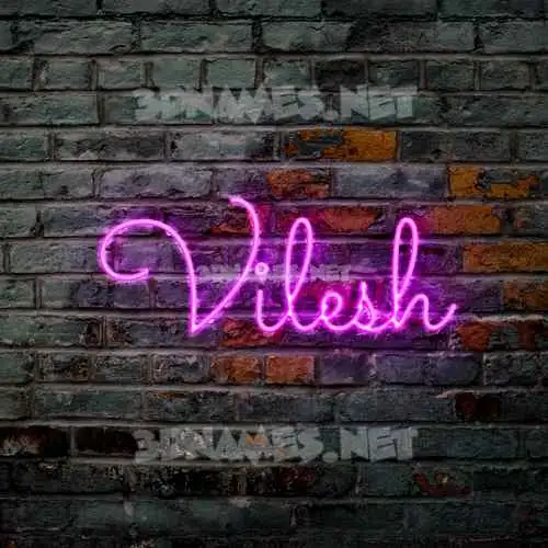 vilesh in Pink Neon style - 3D name wallpaper