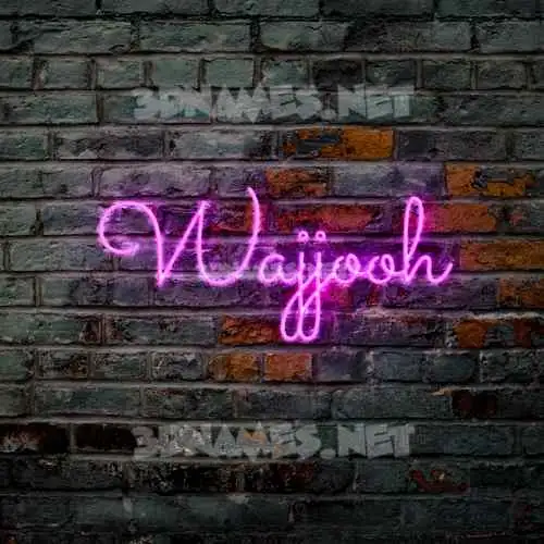 wajjooh in Pink Neon style - 3D name wallpaper