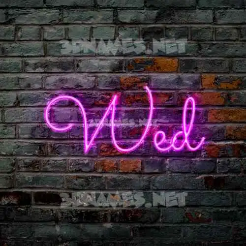 wed in Pink Neon style - 3D name wallpaper