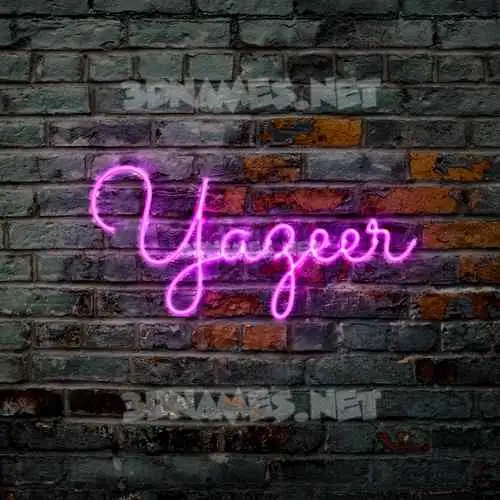yazeer in Pink Neon style - 3D name wallpaper