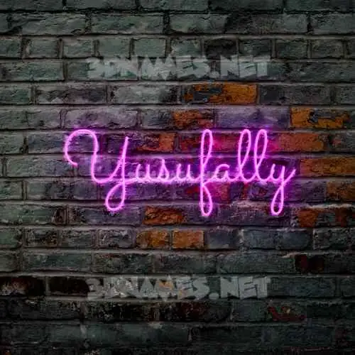 yusufally in Pink Neon style - 3D name wallpaper