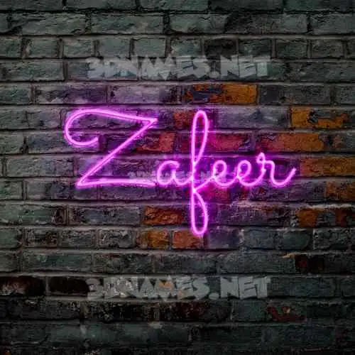 zafeer in Pink Neon style - 3D name wallpaper