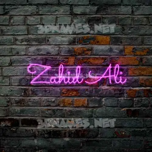 zahid ali in Pink Neon style - 3D name wallpaper
