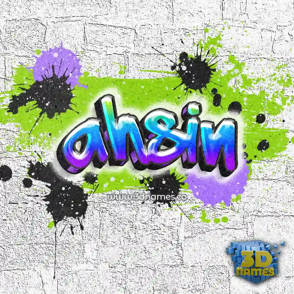 ahsin in Graffiti Grunge style - 3D name wallpaper