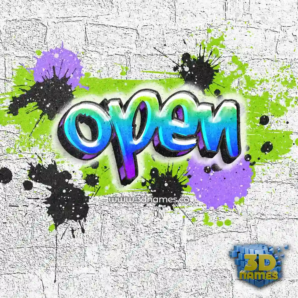 open in Graffiti Grunge style - 3D name wallpaper open in Graffiti Grunge style - 3D name wallpaper
