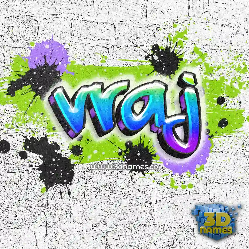 vraj in Graffiti Grunge style - 3D name wallpaper