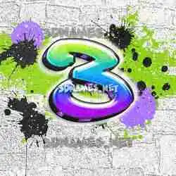 3 in Graffiti Grunge style - 3D name wallpaper