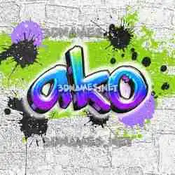 ako in Graffiti Grunge style - 3D name wallpaper