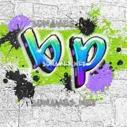 b p in Graffiti Grunge style - 3D name wallpaper