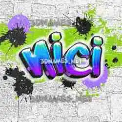 nici in Graffiti Grunge style - 3D name wallpaper