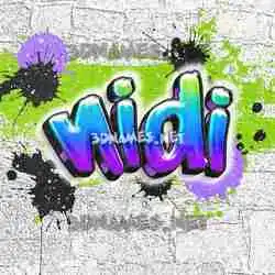 nidi in Graffiti Grunge style - 3D name wallpaper
