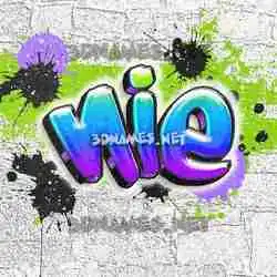 nie in Graffiti Grunge style - 3D name wallpaper