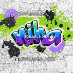 niha in Graffiti Grunge style - 3D name wallpaper