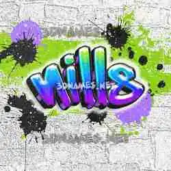 nills in Graffiti Grunge style - 3D name wallpaper
