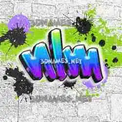 nlm in Graffiti Grunge style - 3D name wallpaper