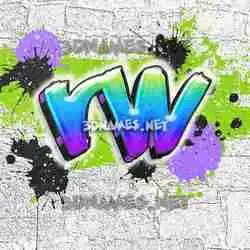 rw in Graffiti Grunge style - 3D name wallpaper