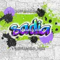 sadia in Graffiti Grunge style - 3D name wallpaper