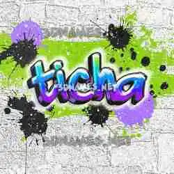 ticha in Graffiti Grunge style - 3D name wallpaper