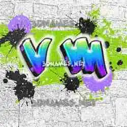 v m in Graffiti Grunge style - 3D name wallpaper