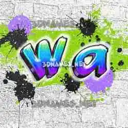 w a in Graffiti Grunge style - 3D name wallpaper
