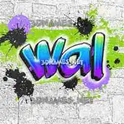 wal in Graffiti Grunge style - 3D name wallpaper