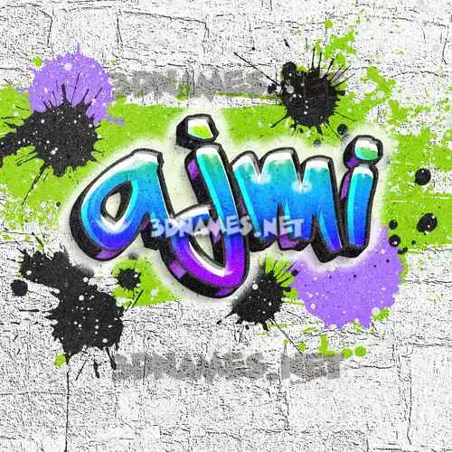 ajmi in Graffiti Grunge style - 3D name wallpaper