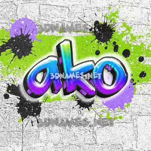 ako in Graffiti Grunge style - 3D name wallpaper
