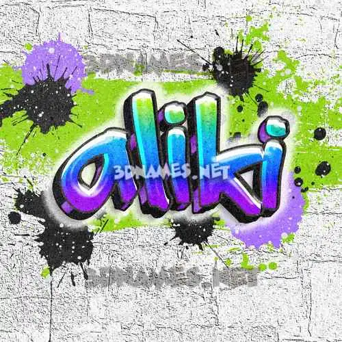 aliki in Graffiti Grunge style - 3D name wallpaper