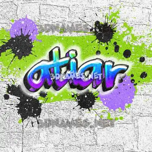 atiar in Graffiti Grunge style - 3D name wallpaper