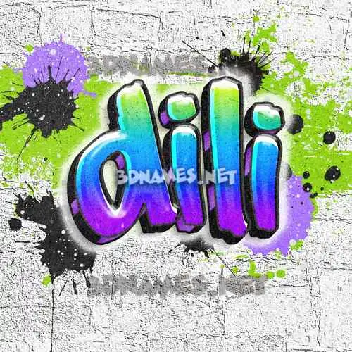dili in Graffiti Grunge style - 3D name wallpaper
