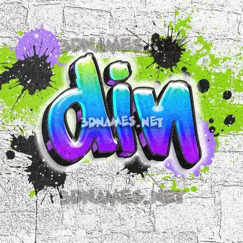 din in Graffiti Grunge style - 3D name wallpaper