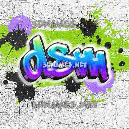 dsm in Graffiti Grunge style - 3D name wallpaper