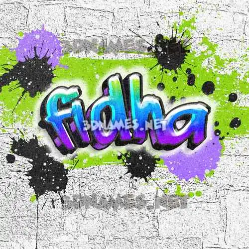 fidha in Graffiti Grunge style - 3D name wallpaper