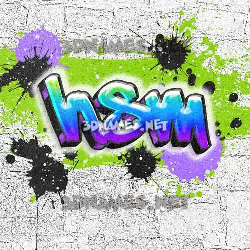 hsm in Graffiti Grunge style - 3D name wallpaper