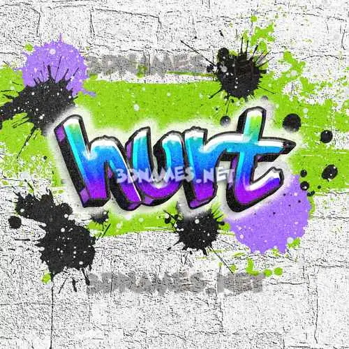hurt in Graffiti Grunge style - 3D name wallpaper