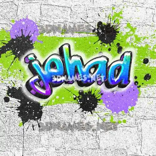 jehad in Graffiti Grunge style - 3D name wallpaper