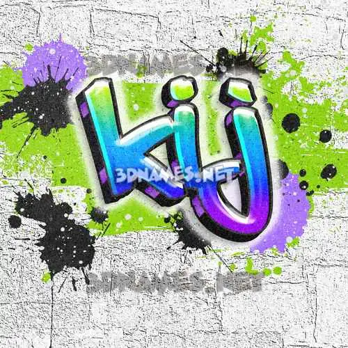 kij in Graffiti Grunge style - 3D name wallpaper