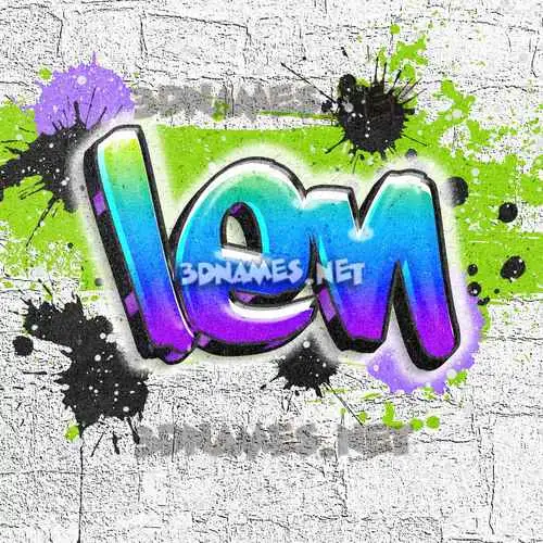 len in Graffiti Grunge style - 3D name wallpaper