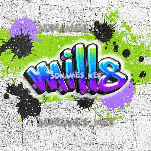 mills in Graffiti Grunge style - 3D name wallpaper mills in Graffiti Grunge style - 3D name wallpaper