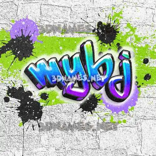 mybj in Graffiti Grunge style - 3D name wallpaper