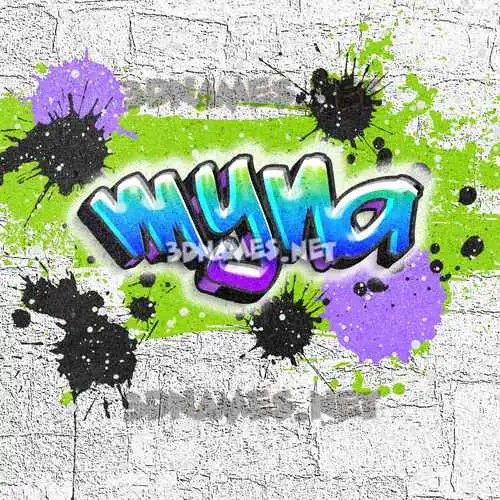 myna in Graffiti Grunge style - 3D name wallpaper myna in Graffiti Grunge style - 3D name wallpaper