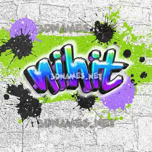nihit in Graffiti Grunge style - 3D name wallpaper