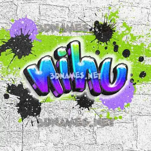 nihu in Graffiti Grunge style - 3D name wallpaper