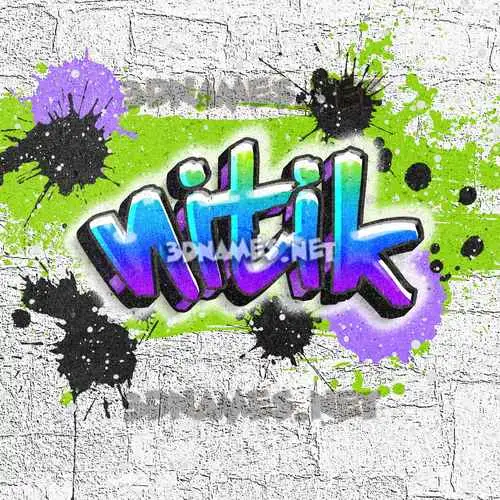 nitik in Graffiti Grunge style - 3D name wallpaper