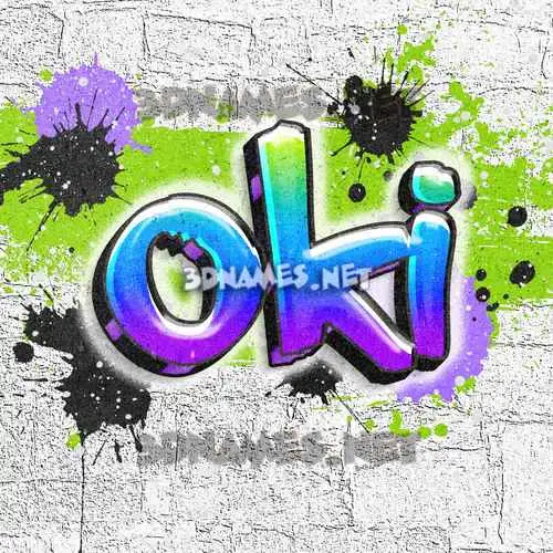 oki in Graffiti Grunge style - 3D name wallpaper