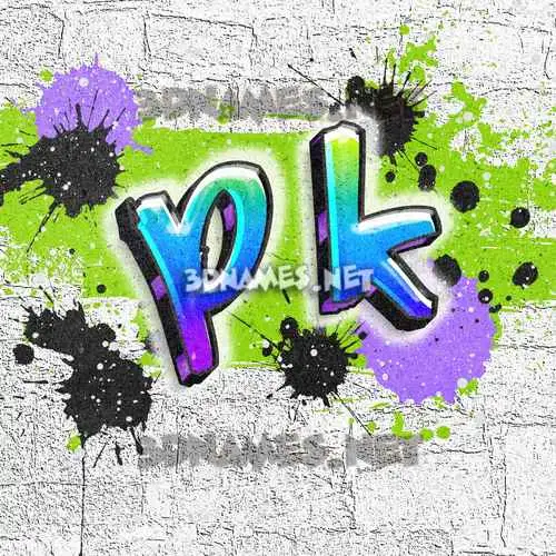 p k in Graffiti Grunge style - 3D name wallpaper
